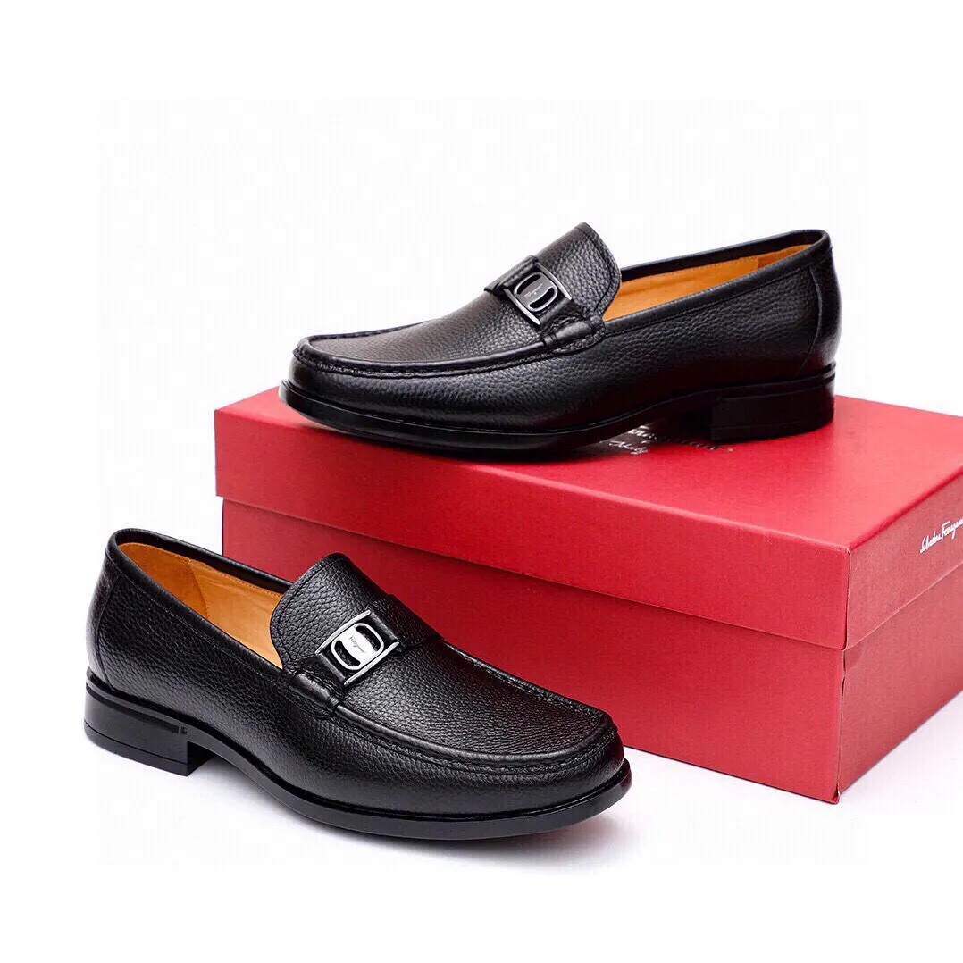 Men's shoes 💰520 💐[Ferragamo/Ferragamo] New 🐲Ferragamo* Ferragamo classic formal leather shoes! It uses imported first-layer pebbled cowhide leather upper + luxurious hardware buckle, and the inner first-layer comfortable cowhide leather lining! Original rubber outsole! Code number 38-44 (45🉑️customized)